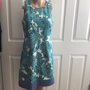 Ann Taylor Green Blue Paisley Sheath Dress